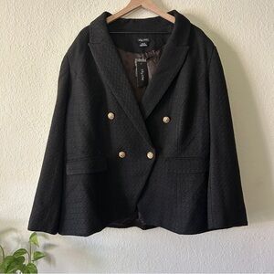 NWT City Chic Black Textured Double Breasted Blazer Plus Size 24